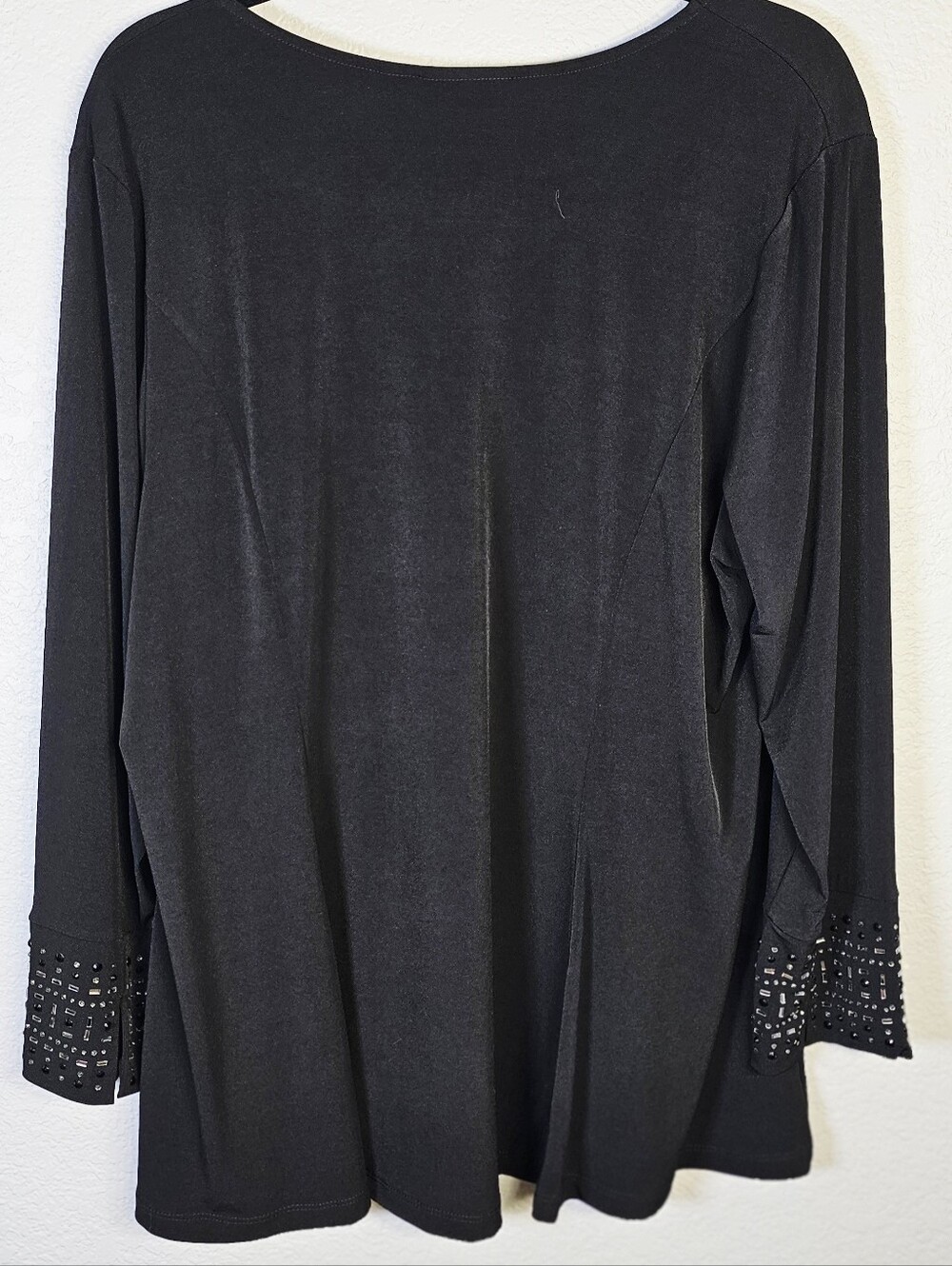 Susan Graver Artisan Black Embellished Cuff Tunic Top XL NWT - Picture 7 of 8